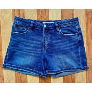 JOES JEANS BLUE DENIM STRETCH JEAN SHORTS MEDIUM WASH HIGH RISE FRAY 28 6